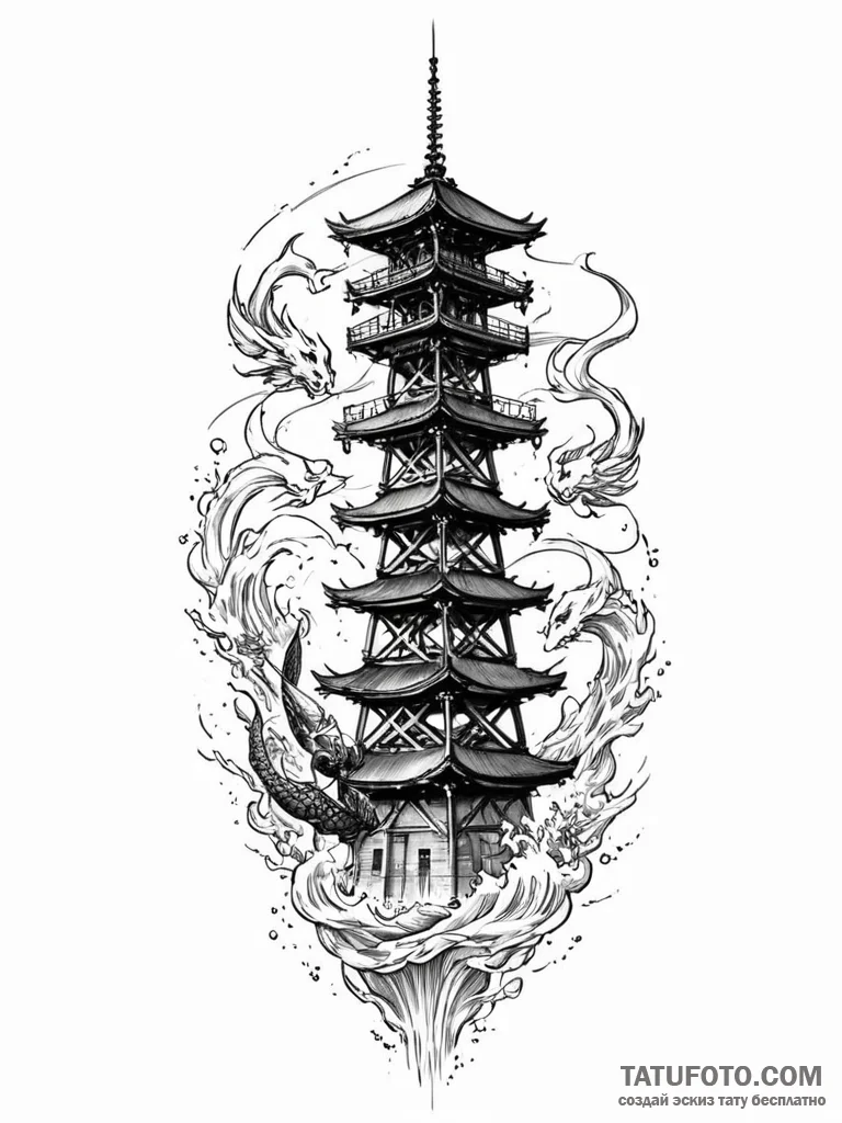 Tattoo sketch, transcendent transmitter tower... - эскиз тату (№1752477358_0, 14.07.2025 07:15) — Tatufoto.com
