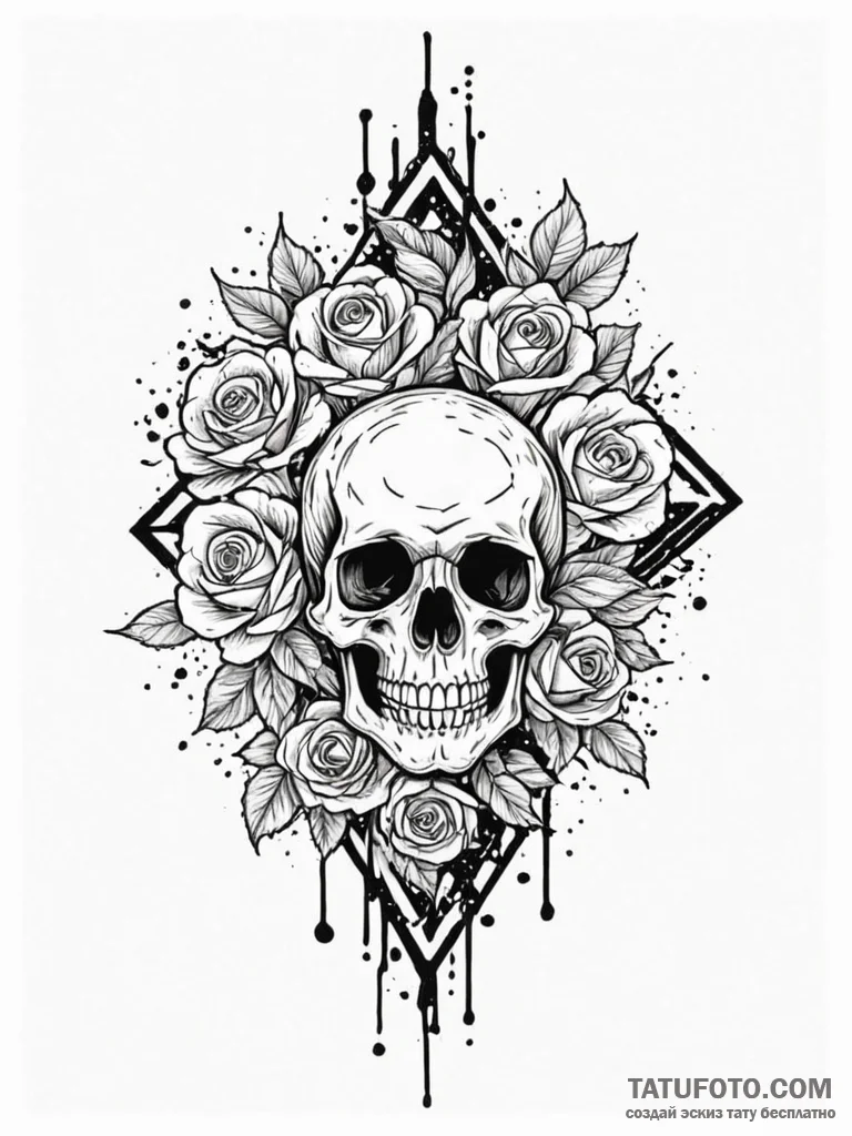 Tattoo sketch, ink splatter cosmos, a dynamic... - эскиз тату (№1752477693_0, 14.07.2025 07:21) — Tatufoto.com