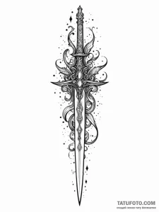 Tattoo sketch, dematerializing dagger, an orn... - эскиз тату (№1752478949_0, 14.07.2025 07:42) — Tatufoto.com