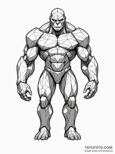 Tattoo sketch, xenolithic golem awakening, a... - эскиз тату (№1752479284_0, 14.07.2025 07:48) — Tatufoto.com