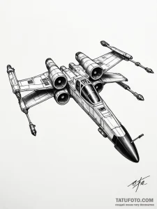 Tattoo sketch, x-wing starfighter, quantum dr... - эскиз тату (№1752479535_0, 14.07.2025 07:52) — Tatufoto.com