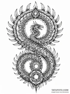 Tattoo sketch, feathered serpent, circuit sca... - эскиз тату (№1752479704_0, 14.07.2025 07:55) — Tatufoto.com