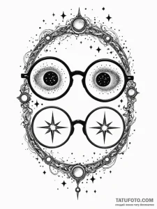 Tattoo sketch, star-gazer's spectacles, a pai... - эскиз тату (№1752479787_0, 14.07.2025 07:56) — Tatufoto.com