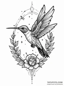 Tattoo sketch, holographic hummingbird, a del... - эскиз тату (№1752479871_0, 14.07.2025 07:57) — Tatufoto.com