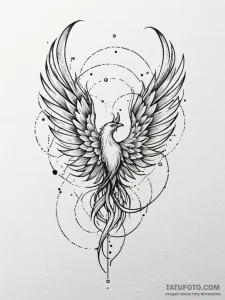 Tattoo sketch, phoenix feather, data patterne... - эскиз тату (№1752480371_0, 14.07.2025 08:06) — Tatufoto.com