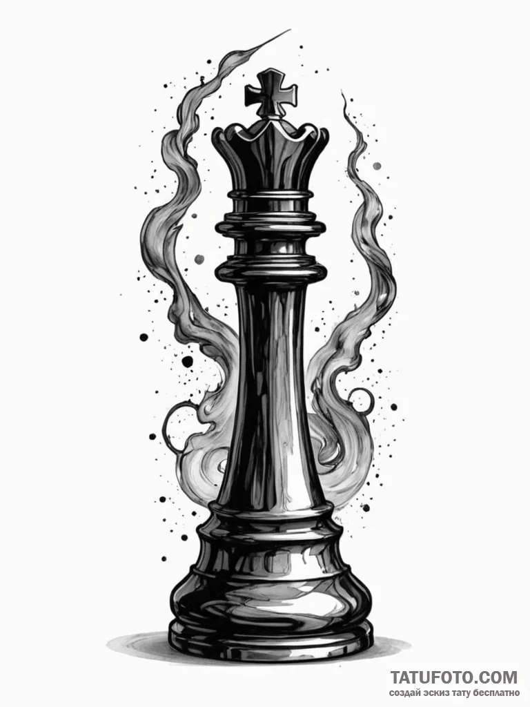 Tattoo sketch, obsidian chess piece, reflecte... - эскиз тату (№1752480539_0, 14.07.2025 08:08) — Tatufoto.com