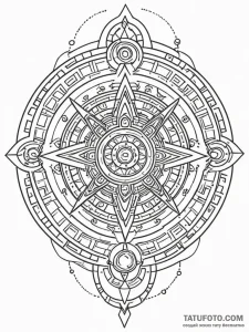 Tattoo sketch, aztec calendar stone reimagine... - эскиз тату (№1752480707_0, 14.07.2025 08:11) — Tatufoto.com