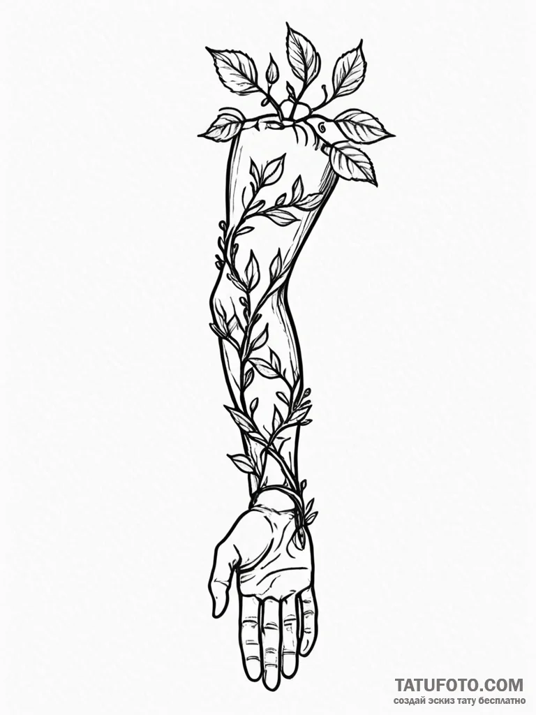 Tattoo sketch, growing data vine, a delicate… — эскиз тату (№1752480790_0, 14.07.2025 08:13) — Tatufoto.com