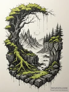 Tattoo sketch, wall of whispering memories, a... - эскиз тату (№1752481377_0, 14.07.2025 08:22) — Tatufoto.com