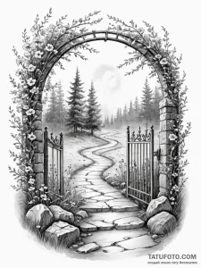 Tattoo sketch, journey's end gate, an elegant... - эскиз тату (№1752481794_0, 14.07.2025 08:29) — Tatufoto.com