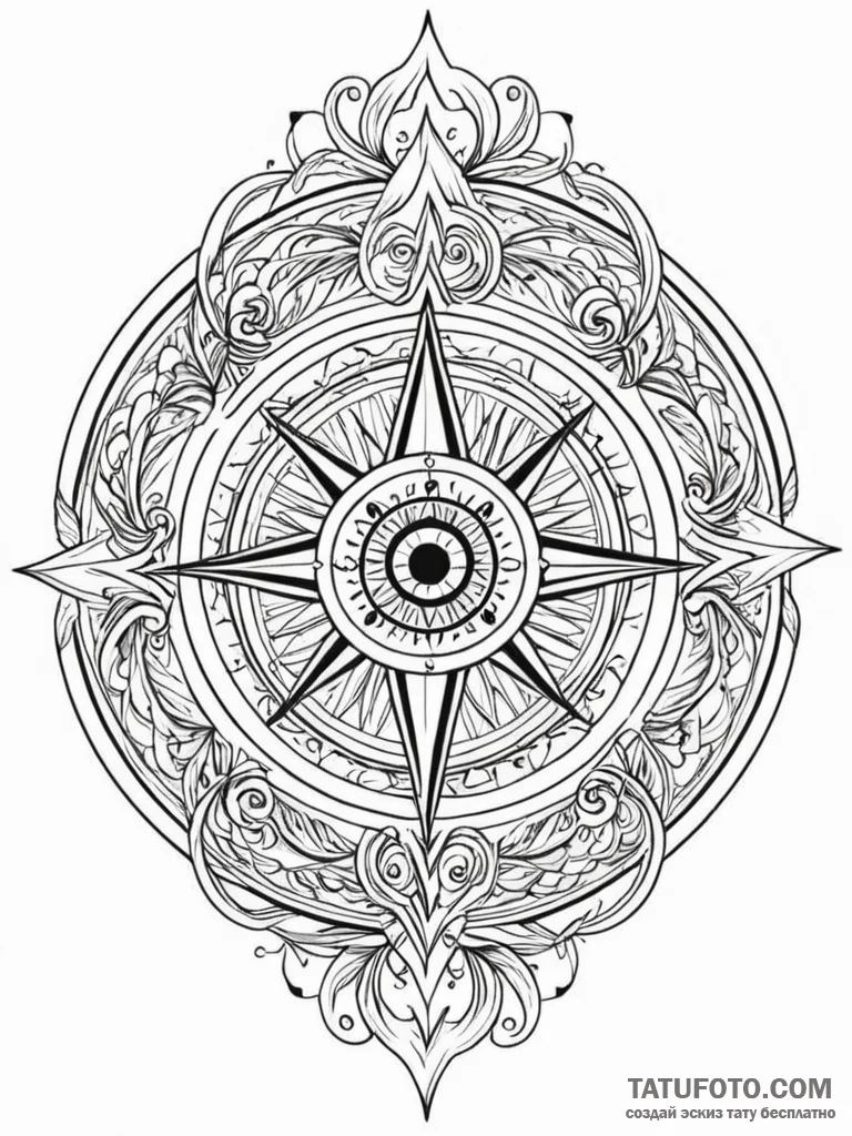 Tattoo sketch, intuition compass, a tradition... - эскиз тату (№1752481880_0, 14.07.2025 08:31) — Tatufoto.com