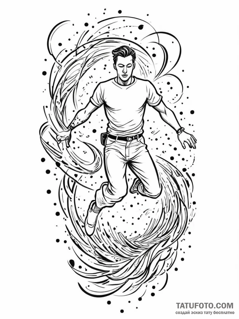 Tattoo sketch, freefall through data stream,... - эскиз тату (№1752481963_0, 14.07.2025 08:32) — Tatufoto.com