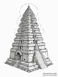 Tattoo sketch, zestful ziggurat of knowledge,... - эскиз тату (№1752482468_0, 14.07.2025 08:41) — Tatufoto.com