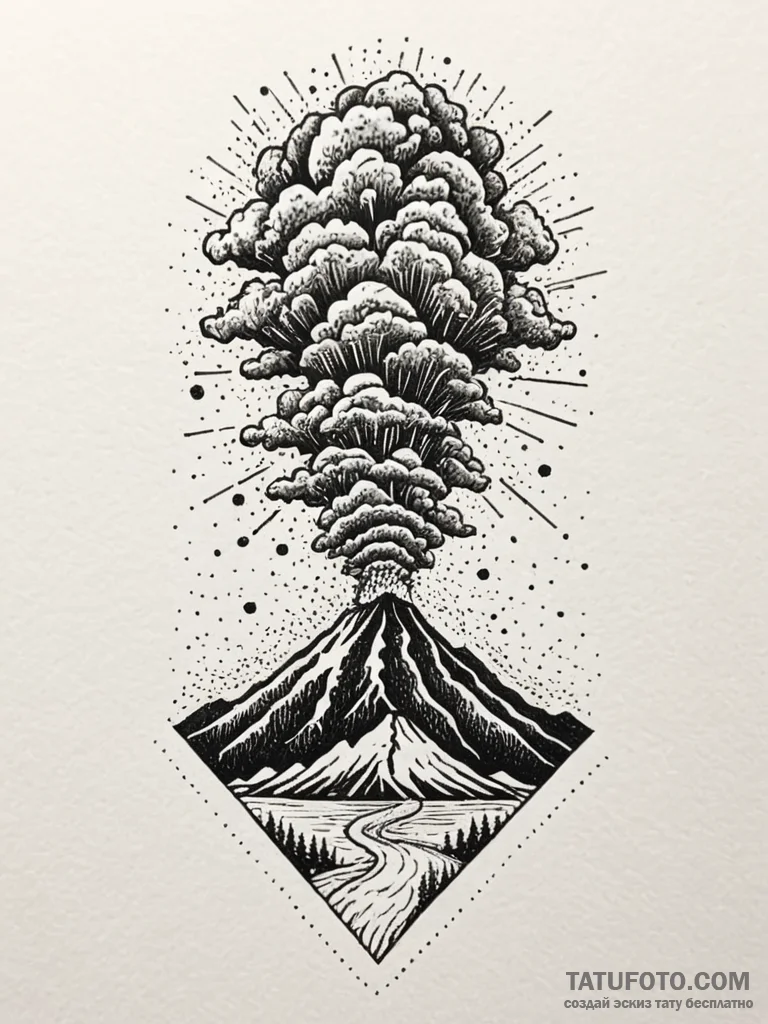 Tattoo sketch, chromatic cataclysm: a dramati... - эскиз тату (№1752482886_0, 14.07.2025 08:48) — Tatufoto.com