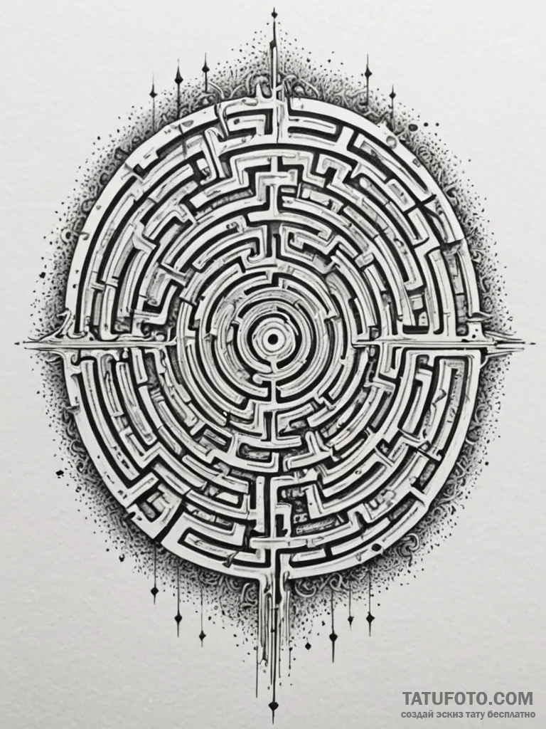 Tattoo sketch, labyrinth of logic, an intrica... - эскиз тату (№1752482970_0, 14.07.2025 08:49) — Tatufoto.com