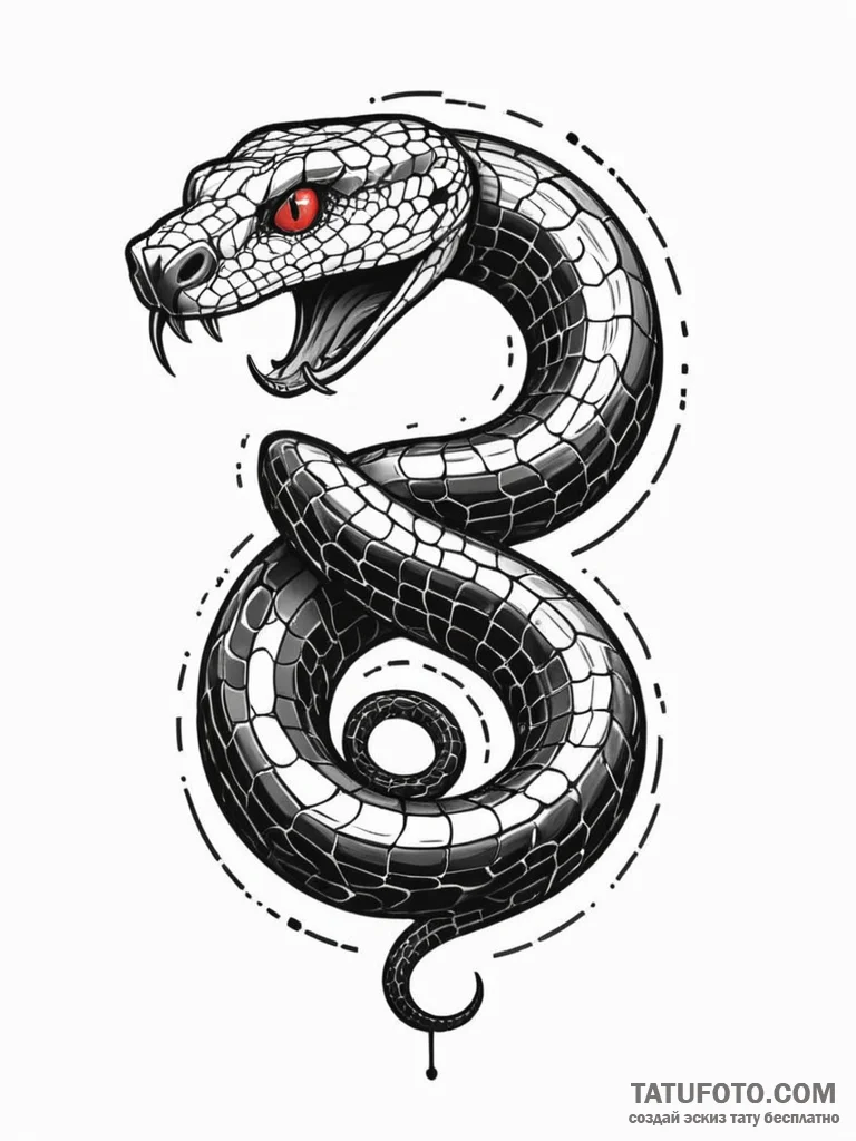 Tattoo sketch, king cobra, pixelated scales,... - эскиз тату (№1752483305_0, 14.07.2025 08:55) — Tatufoto.com