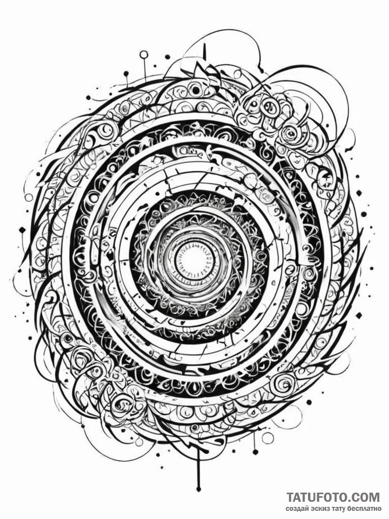 Tattoo sketch, numinous numbers portal, a swi... - эскиз тату (№1752483890_0, 14.07.2025 09:04) — Tatufoto.com