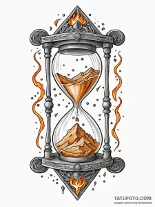 Tattoo sketch, burning hourglass, with sand m... - эскиз тату (№1752483974_0, 14.07.2025 09:06) — Tatufoto.com