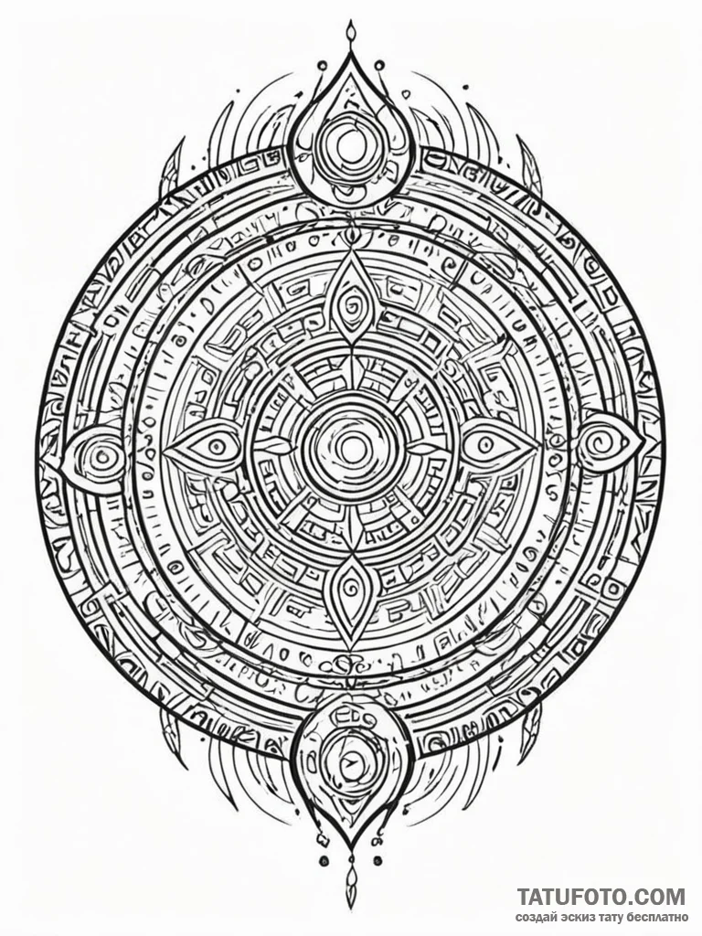 Tattoo sketch, techno-shaman's drum, a tradit... - эскиз тату (№1752484226_0, 14.07.2025 09:10) — Tatufoto.com
