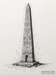 Tattoo sketch, monolithic data obelisk, a mas... - эскиз тату (№1752484310_0, 14.07.2025 09:11) — Tatufoto.com