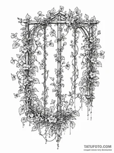 Tattoo sketch, trellis of tangled data, a gar... - эскиз тату (№1752484394_0, 14.07.2025 09:13) — Tatufoto.com