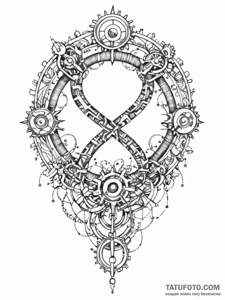 Tattoo sketch, infinity loop of innovation, a... - эскиз тату (№1752484561_0, 14.07.2025 09:16) — Tatufoto.com