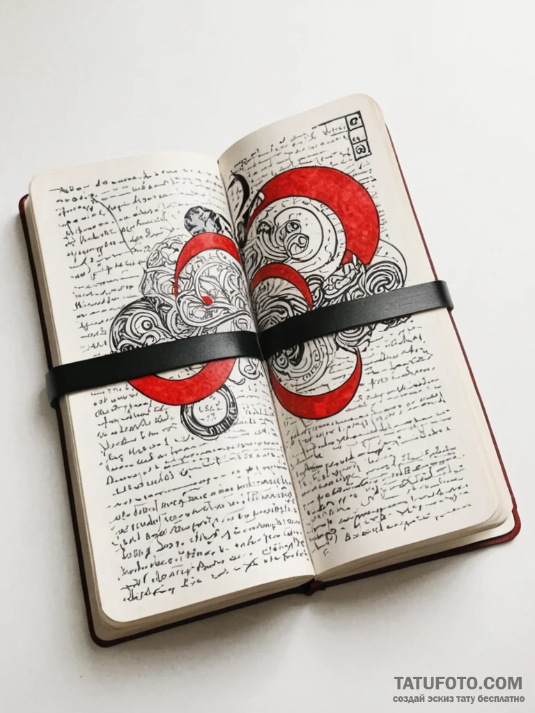 Tattoo sketch, journal of jumbled memories, a... - эскиз тату (№1752484813_0, 14.07.2025 09:20) — Tatufoto.com