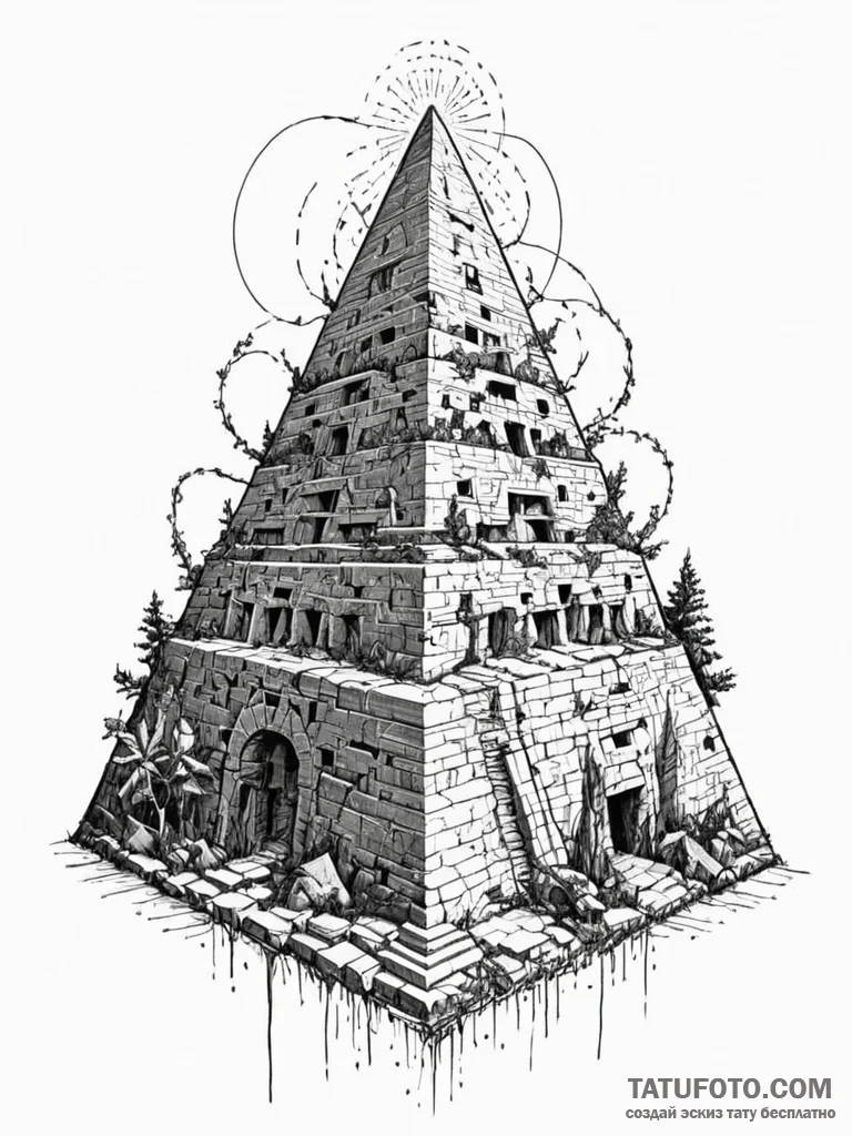 Tattoo sketch, lost civilization's last code,... - эскиз тату (№1752484897_0, 14.07.2025 09:21) — Tatufoto.com