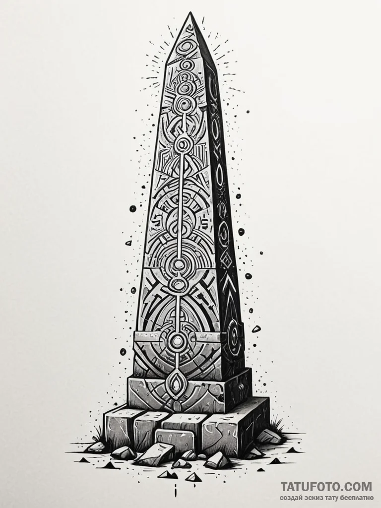 Tattoo sketch, monolithic data obelisk, a mas... - эскиз тату (№1752484981_0, 14.07.2025 09:23) — Tatufoto.com