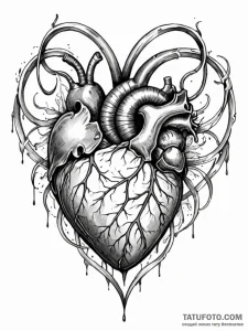 Tattoo sketch, unfurling blueprint heart, a s... - эскиз тату (№1752485234_0, 14.07.2025 09:27) — Tatufoto.com