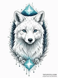 Tattoo sketch, arctic fox with glowing, biolu... - эскиз тату (№1752485486_0, 14.07.2025 09:31) — Tatufoto.com