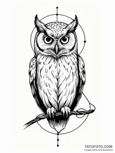Tattoo sketch, questioning owl, digital wisdo... - эскиз тату (№1752485820_0, 14.07.2025 09:37) — Tatufoto.com