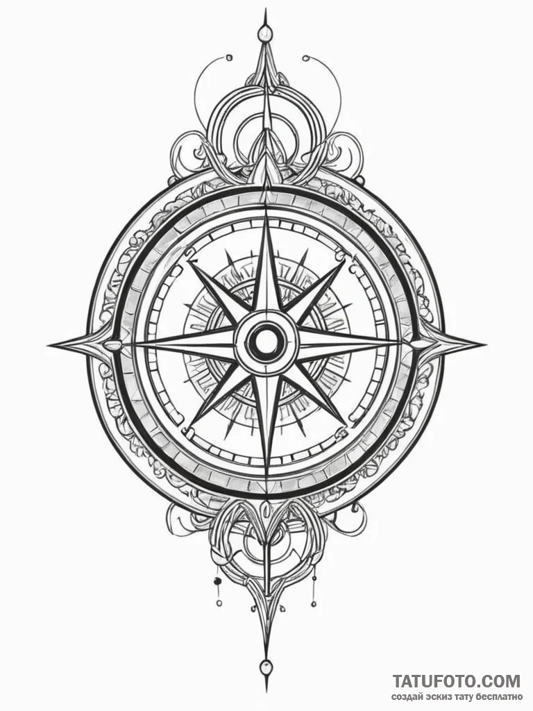 Tattoo sketch, gravity well compass, a styliz... - эскиз тату (№1752485905_0, 14.07.2025 09:38) — Tatufoto.com