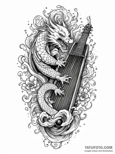 Tattoo sketch, zither of zestful energy, a be... - эскиз тату (№1752486074_0, 14.07.2025 09:41) — Tatufoto.com