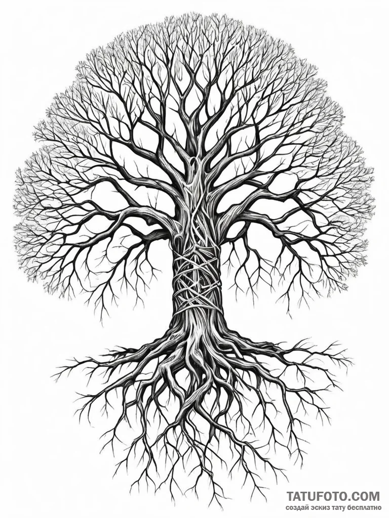 Tattoo sketch, networked roots of life, the i... - эскиз тату (№1752486326_0, 14.07.2025 09:45) — Tatufoto.com