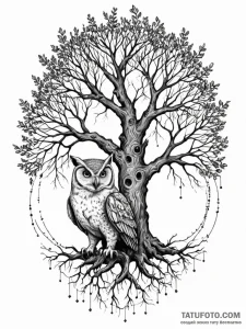 Tattoo sketch, nexus node of nature, an ancie... - эскиз тату (№1752486409_0, 14.07.2025 09:46) — Tatufoto.com
