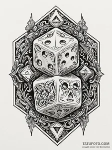 Tattoo sketch, oracle's dice, shifting future... - эскиз тату (№1752486493_0, 14.07.2025 09:48) — Tatufoto.com