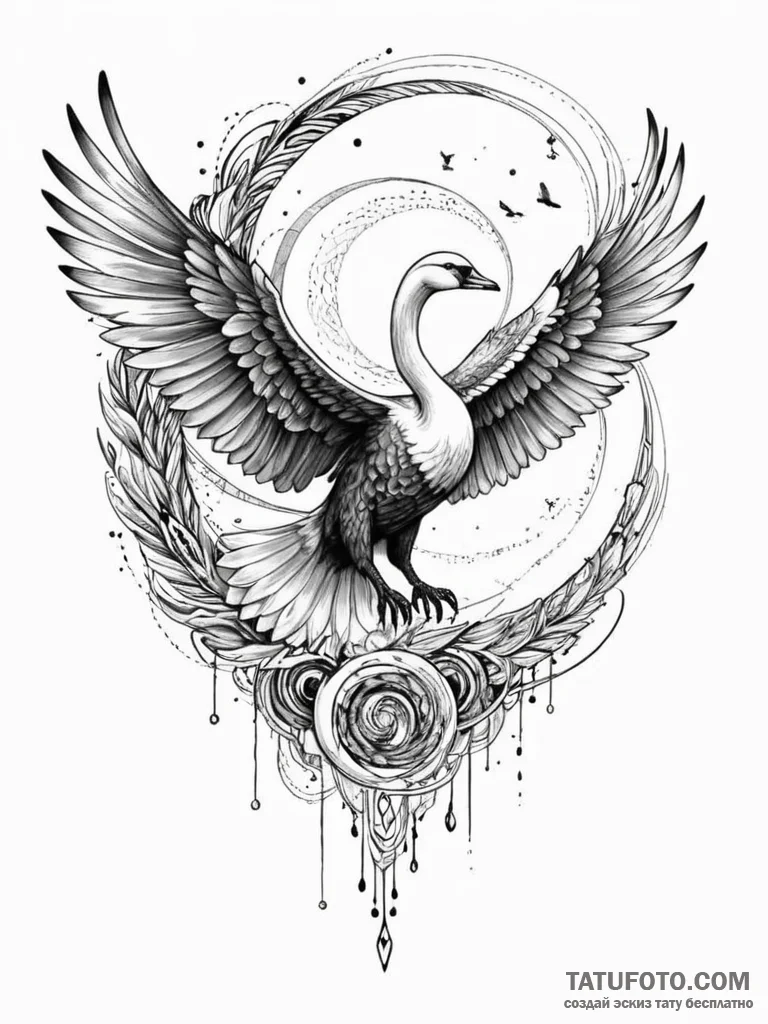 Tattoo sketch, winged wanderer, quantum feath... - эскиз тату (№1752486660_0, 14.07.2025 09:51) — Tatufoto.com