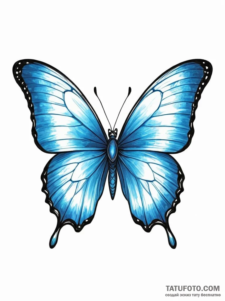 Tattoo sketch, morphing morpho butterfly, a v... - эскиз тату (№1752486745_0, 14.07.2025 09:52) — Tatufoto.com