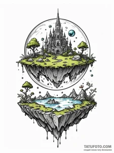 Tattoo sketch, glass orb of worlds, a perfect... - эскиз тату (№1752487665_0, 14.07.2025 10:07) — Tatufoto.com