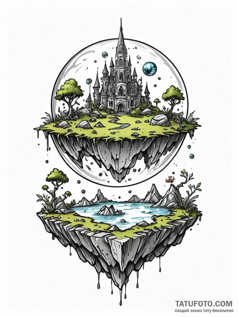 Tattoo sketch, glass orb of worlds, a perfect... - эскиз тату (№1752487665_0, 14.07.2025 10:07) — Tatufoto.com