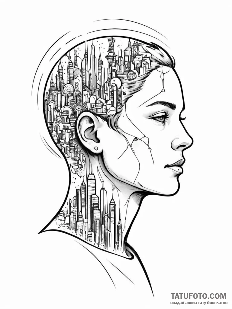 Tattoo sketch, envisioned future blueprint, a... - эскиз тату (№1752487750_0, 14.07.2025 10:09) — Tatufoto.com