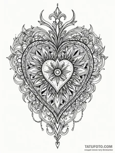 Tattoo sketch, kaleidoscope heart, a human he... - эскиз тату (№1752487918_0, 14.07.2025 10:11) — Tatufoto.com