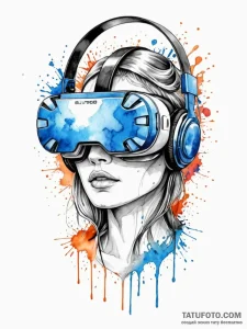 Tattoo sketch, blueprint of a virtual reality... - эскиз тату (№1752488002_0, 14.07.2025 10:13) — Tatufoto.com