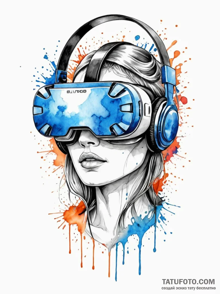 Tattoo sketch, blueprint of a virtual reality... - эскиз тату (№1752488002_0, 14.07.2025 10:13) — Tatufoto.com