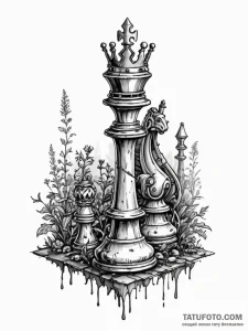 Tattoo sketch, discarded ai chess piece, a be... - эскиз тату (№1752488375_0, 14.07.2025 10:19) — Tatufoto.com