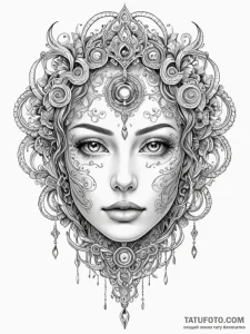 Tattoo sketch, emotive ai face, a highly expr... - эскиз тату (№1752488796_0, 14.07.2025 10:26) — Tatufoto.com