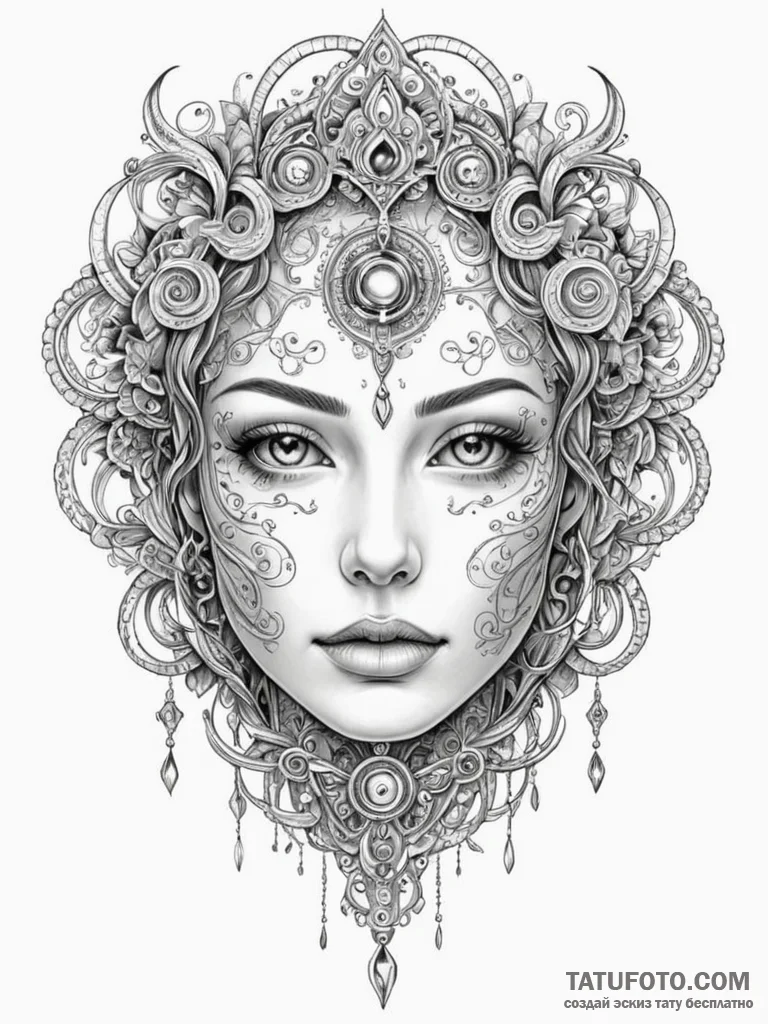 Tattoo sketch, emotive ai face, a highly expr... - эскиз тату (№1752488796_0, 14.07.2025 10:26) — Tatufoto.com