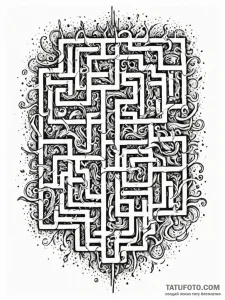 Tattoo sketch, mnemonic maze, a complex, swir... - эскиз тату (№1752488963_0, 14.07.2025 10:29) — Tatufoto.com