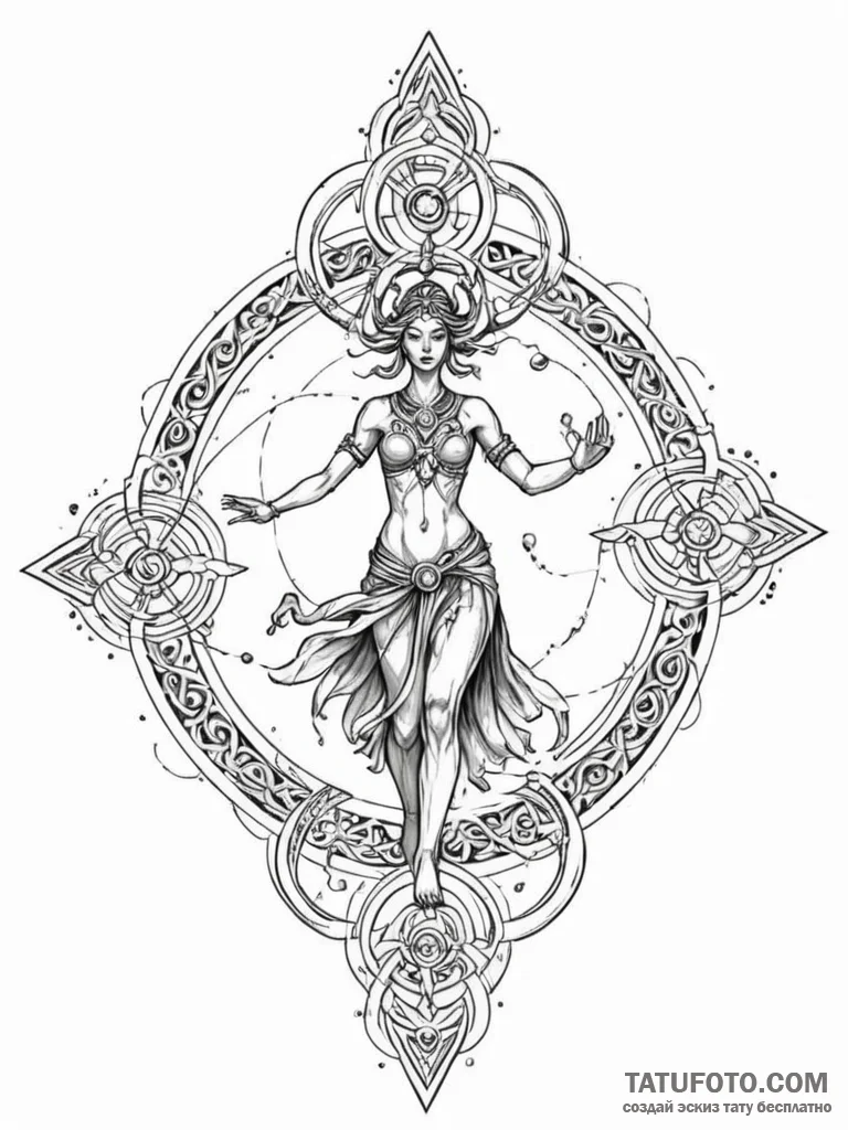 Tattoo sketch, ritual of recursive loops, a s... - эскиз тату (№1752489549_0, 14.07.2025 10:39) — Tatufoto.com